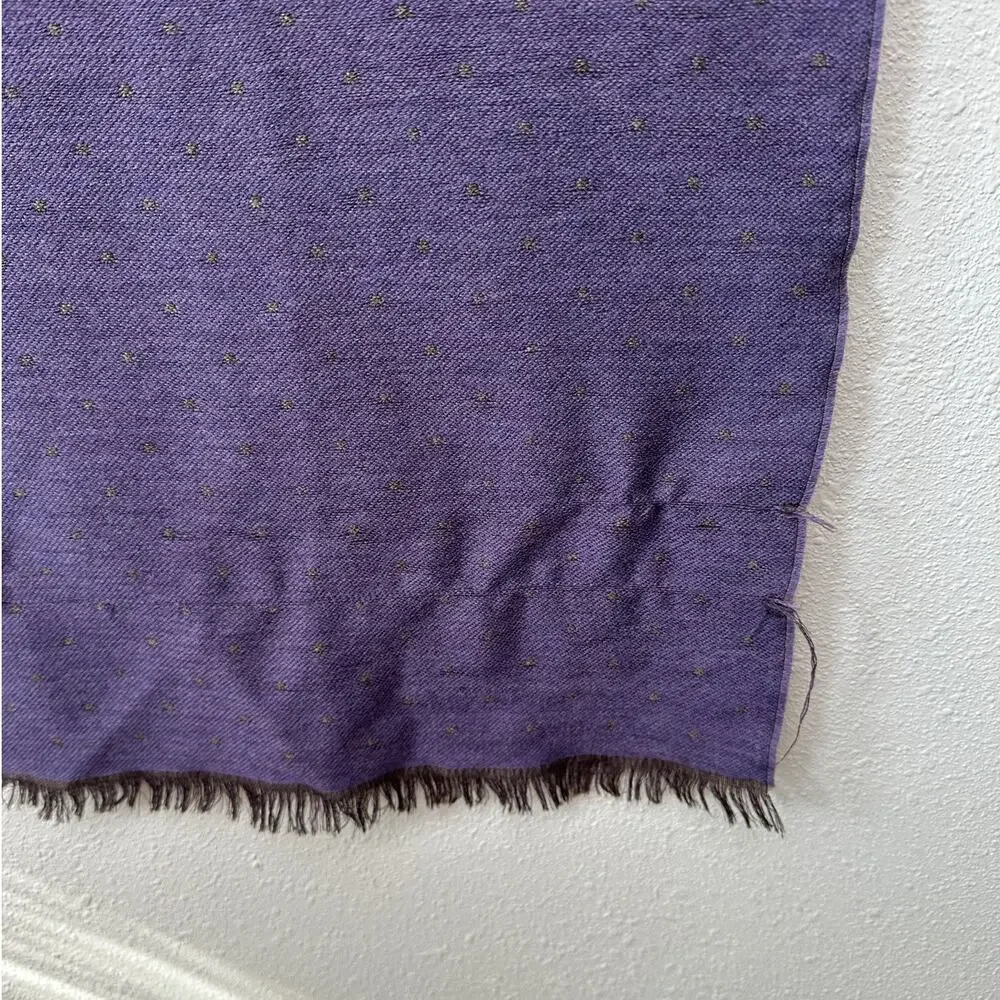 Italian Scarf Purple Brown Polka Dot Wool Silk ~70”